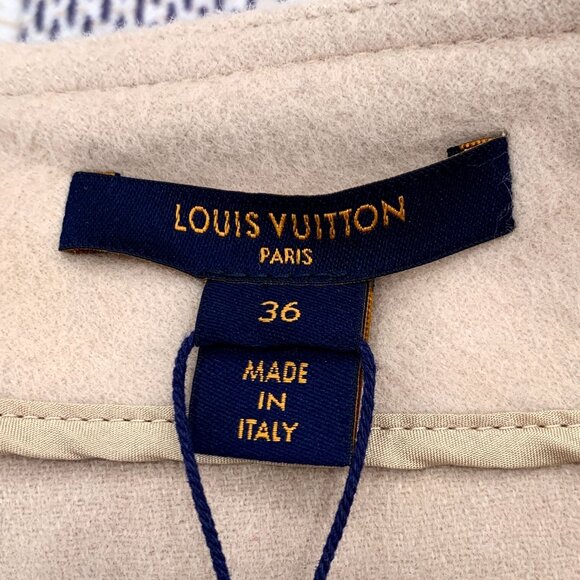 Louis Vuitton Paris Checkerboard Wool Skirt Size 36 Beige & Blue With Gold Butto - Picture 6 of 7